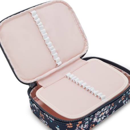 Trousse rectangulaire kipling 100 pens flower field 21 cm - grande capacité Noir / blanc / bleu 4 - vertbaudet enfant 