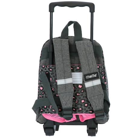 Sac à dos à roulettes motif léopard Gris / rose / foncé / noir 4 - vertbaudet enfant 