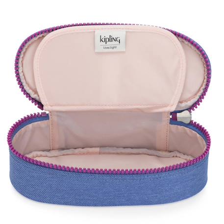 Trousse zippée kipling duobox dew géométrique 14 porte-stylos Bleu 2 - vertbaudet enfant 