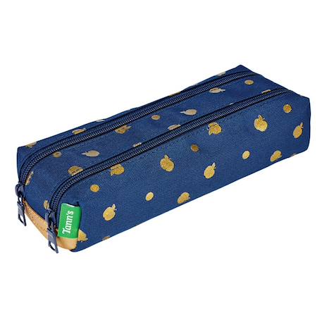 Fille-Trousse 2 compartiments laura ananas dorés 23 x 6 x 9 cm