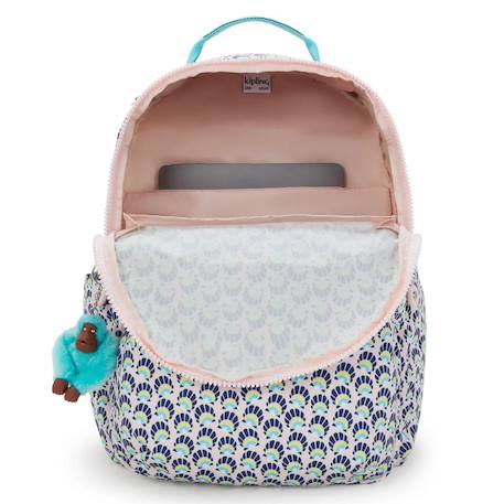 Sac à dos scolaire kipling seoul coquillage avec compartiment pour ordinateur - 44 cm Bleu / rose 3 - vertbaudet enfant 