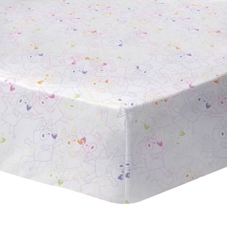 Drap-housse imprimé 100% coton, bluey colorful Bleu 1 - vertbaudet enfant 