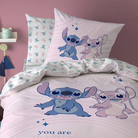 Parure de lit imprimée réversible 100% coton, disney home stitch amour Rose 1 - vertbaudet enfant 