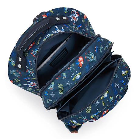 Sac à dos scolaire grand kipling class room espace – 15 pouces Bleu / multicolore / gris 3 - vertbaudet enfant 
