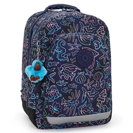 Sac à dos scolaire fille kipling class room polyester motif disco fish Bleu / rose / bleu 1 - vertbaudet enfant 