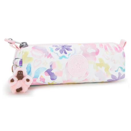 Trousse nylon lisse avec porte-clé singe Blanc / rose / bleu 1 - vertbaudet enfant 