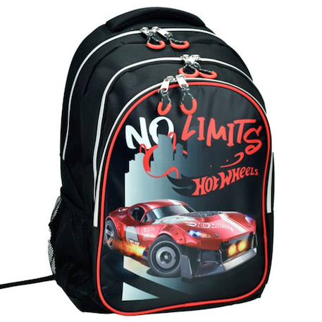 Sac à dos scolaire garçon hot wheels imprimé no limit 43 cm Noir / rouge / blanc 1 - vertbaudet enfant 