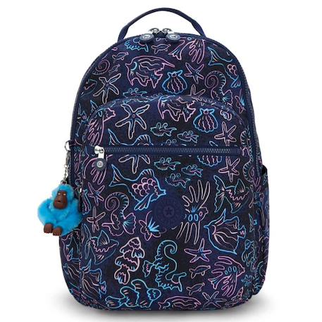 Sac à dos fille kipling seoul college extra disco fish 44 cm - poche pour ordinateur Bleu / rose 2 - vertbaudet enfant 