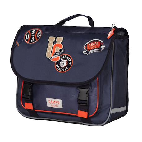 Cartable fille camps 38 cm multi patch – fermoirs 2 tucks en pvc Noir / bleu / marine / bleu 1 - vertbaudet enfant 