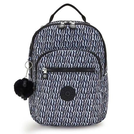 Sac à dos fille kipling seoul s holiday waves 35 cm - avec poche protectrice pour tablette Noir / blanc / bleu 2 - vertbaudet enfant 