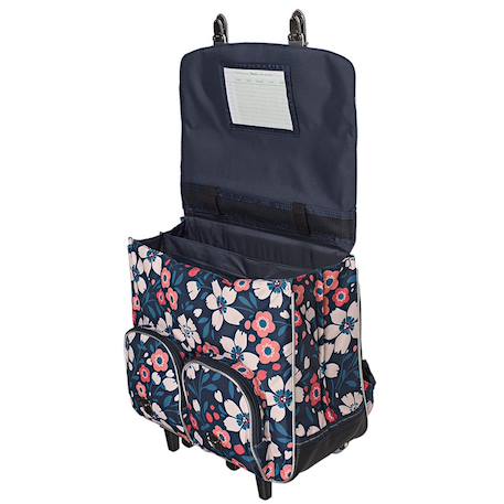 Cartable trolley 41 cm motif floral Bleu / rose / blanc 2 - vertbaudet enfant 