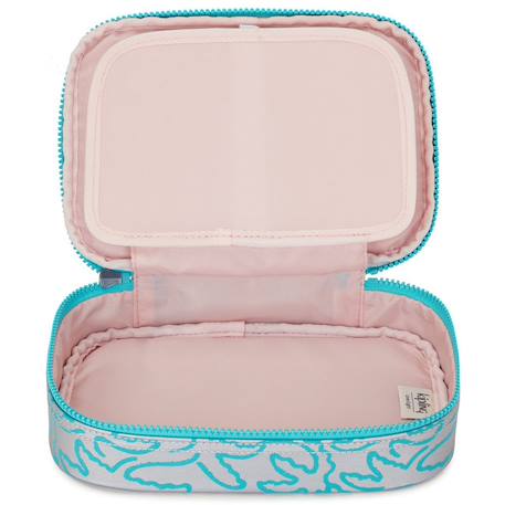 Trousse rectangulaire kipling metallic palm 26 boucles jusqu’à 100 stylos Bleu/gris/blanc perle/transparent 3 - vertbaudet enfant 