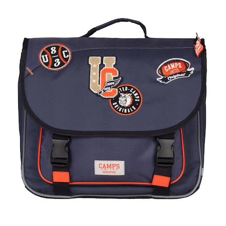 Cartable camps 38 cm multi patch – fermoirs 2 tucks en pvc Noir / bleu / marine / bleu 2 - vertbaudet enfant 