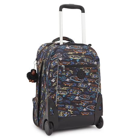 Sac à dos trolley scolaire avec compartiment ordinateur 15 pouces Noir / jaune / bleu 1 - vertbaudet enfant 