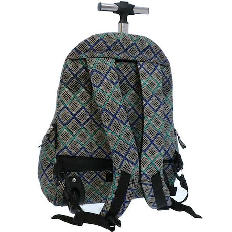 Sac à dos à roulettes canvas 45 cm - 3 compartiments + poches latérales Noir / bleu / vert 4 - vertbaudet enfant 