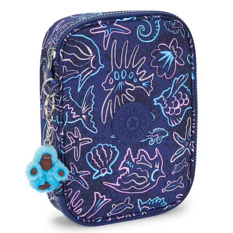 Trousse fille rectangulaire kipling 100 pens disco fish 21 cm - grande capacité Bleu / rose 1 - vertbaudet enfant 