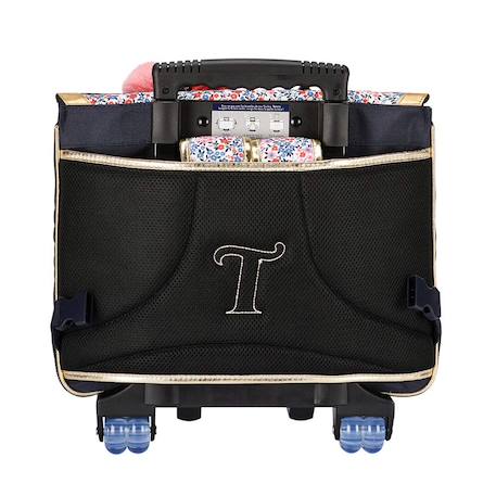 Cartable trolley polyester recyclé imprimé fleuri antonia 38 cm Bleu marine 3 - vertbaudet enfant 