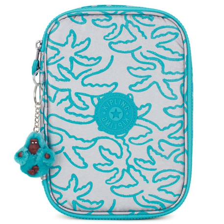 Trousse rectangulaire kipling metallic palm 26 boucles jusqu’à 100 stylos Bleu/gris/blanc perle/transparent 2 - vertbaudet enfant 
