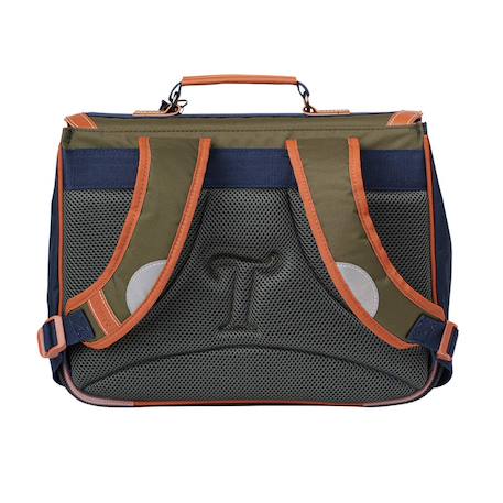 Cartable axel 35 cm – polyester recyclé imperméable Noir / kaki / gris 3 - vertbaudet enfant 