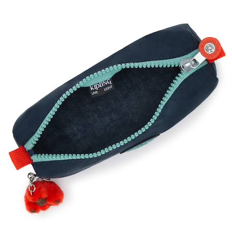 Trousse nylon lisse avec porte-clé singe Bleu marine/turquoise 3 - vertbaudet enfant 