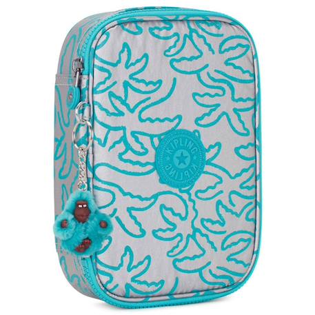 Trousse rectangulaire kipling metallic palm 26 boucles jusqu’à 100 stylos Bleu/gris/blanc perle/transparent 1 - vertbaudet enfant 