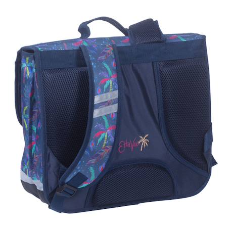 Cartable fille polyester imprimé palmier Bleu marine/gris froid 2 - vertbaudet enfant 