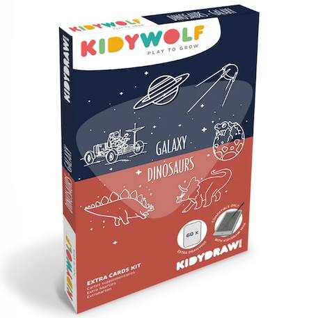 Recharge kidydraw mini 60 cartes galaxie et dinosaures Rouge - Galaxie et Dinosaures 1 - vertbaudet enfant 