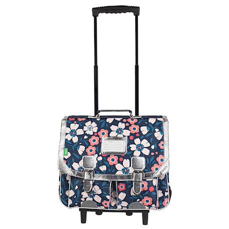 Cartable trolley 41 cm motif floral Bleu / rose / blanc 1 - vertbaudet enfant 