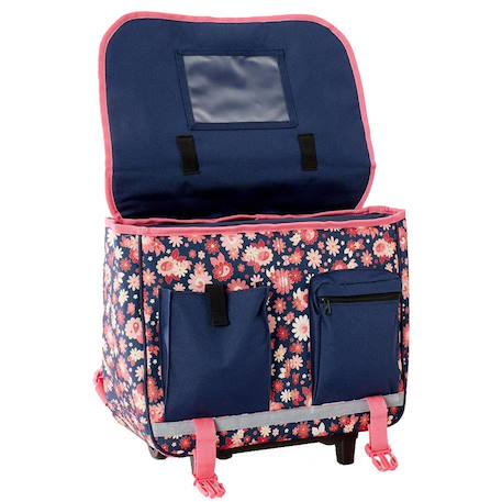 Cartable à roulettes 38 cm pour filles avec bandes réfléchissantes Bleu / rose / foncé / noir 3 - vertbaudet enfant 
