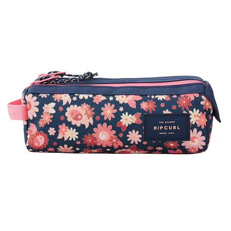 Trousse 2 compartiments rectangulaire 21 cm à zip motif floral Noir / rose / clair 2 - vertbaudet enfant 