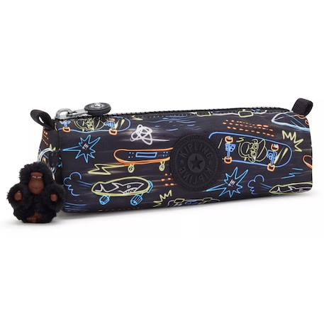 Trousse nylon lisse avec porte-clé singe Noir / bleu 1 - vertbaudet enfant 
