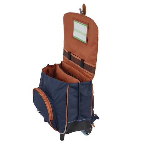 Cartable à roulettes 38 cm axel bicolore Bleu / kaki / bleu 2 - vertbaudet enfant 