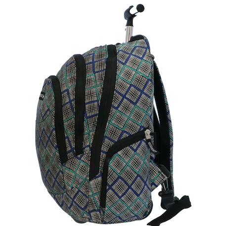 Sac à dos à roulettes fille canvas 45 cm - 3 compartiments + poches latérales Noir / bleu / vert 3 - vertbaudet enfant 