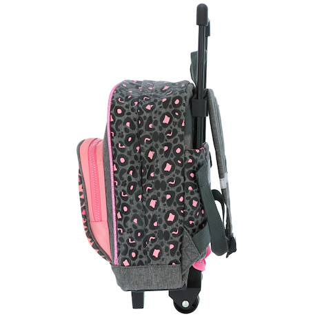 Sac à dos à roulettes motif léopard Gris / rose / foncé / noir 3 - vertbaudet enfant 