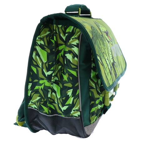 Cartable polyester imprimé dinosaure t-rex Vert/blanc/orange 4 - vertbaudet enfant 