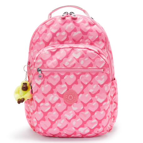 Sac à dos scolaire kipling seoul lap adorable hearts – gorille en peluche 27 l Rose/blanc/vert 2 - vertbaudet enfant 