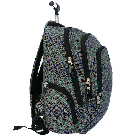 Sac à dos à roulettes fille canvas 45 cm - 3 compartiments + poches latérales Noir / bleu / vert 2 - vertbaudet enfant 