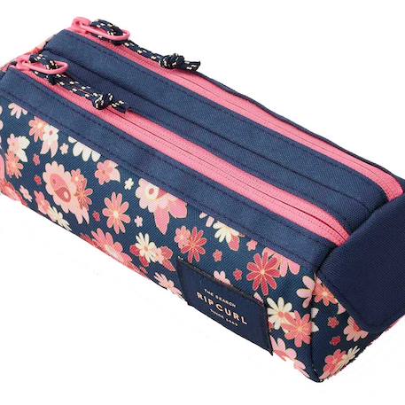 Trousse 2 compartiments rectangulaire 21 cm à zip motif floral Noir / rose / clair 3 - vertbaudet enfant 
