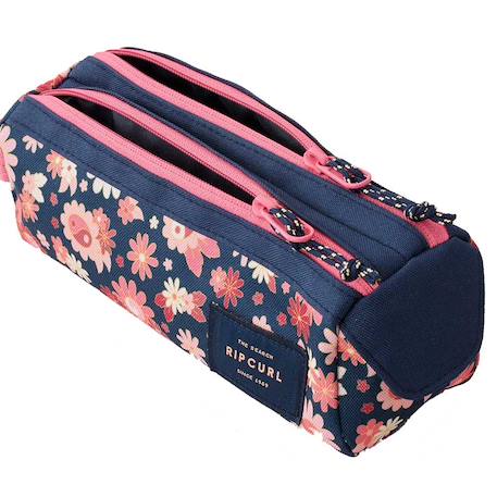 Trousse 2 compartiments rectangulaire 21 cm à zip motif floral Noir / rose / clair 4 - vertbaudet enfant 