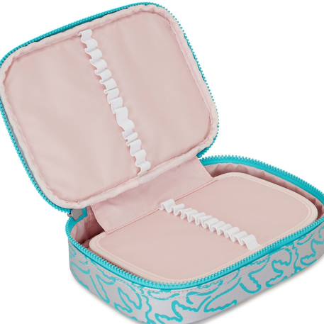Trousse rectangulaire kipling metallic palm 26 boucles jusqu’à 100 stylos Bleu/gris/blanc perle/transparent 4 - vertbaudet enfant 