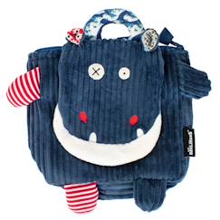 Sac à dos velours maternelle les déglingos 25 cm (hippo)  - vertbaudet enfant
