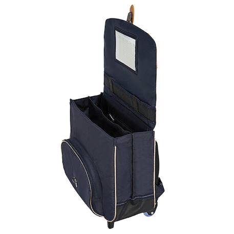 Cartable trolley fille polyester recyclé imprimé fleuri antonia 38 cm Bleu marine 2 - vertbaudet enfant 