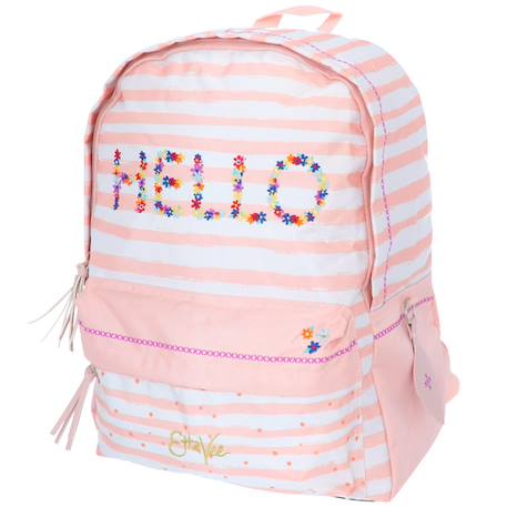 Sac à dos fille 2 compartiments toile imprimée ettavee hello Rose pastel/menthe/blanc/beige 1 - vertbaudet enfant 