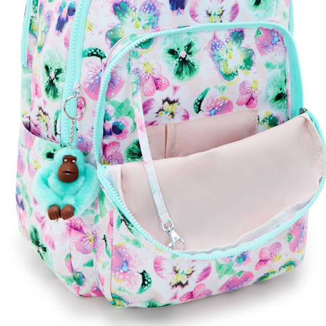 Sac à dos scolaire fille kipling seoul en tissu synthétique imprimé floral Vert/rose 3 - vertbaudet enfant 
