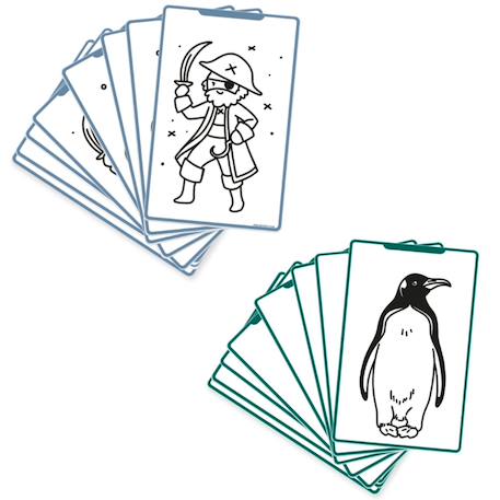Recharge kidydraw mini 60 cartes animaux et océans & pirates Bleu - Animaux autour du monde et Océans & Pirates 3 - vertbaudet enfant 
