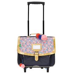 Cartable trolley fille polyester recyclé imprimé fleuri antonia 38 cm  - vertbaudet enfant