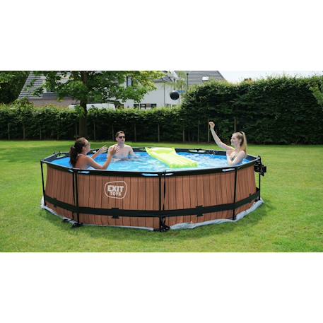 Piscine wood ø360x76cm avec pompe filtrante Gris clair+Vert 12 - vertbaudet enfant 