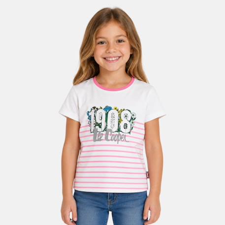 T-shirt manches courtes fille Bleu+Jaune+Rose 11 - vertbaudet enfant 