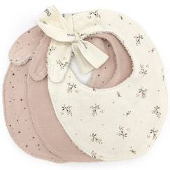 Puériculture-Lot de 3 bavoirs en coton roseberry