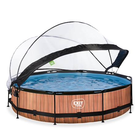 Piscine couverte wood ø360x76cm avec pompe filtrante Gris+Gris clair+Marron+Vert 14 - vertbaudet enfant 